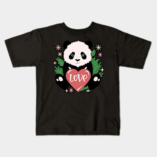 Cute Baby Panda Lover Gift Valentines Day Kids T-Shirt